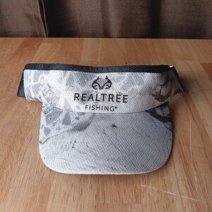Real Tree Fishing Visor White with faded camo. Pre-owned.